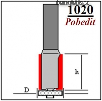 Фреза  кромочная прямая с нижним подшипником 1020 Pobedit